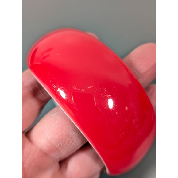 Vintage Asymmetrical Lucite Bangle Bracelet Pink White Bold Chunky 8" - Picture 5 of 7